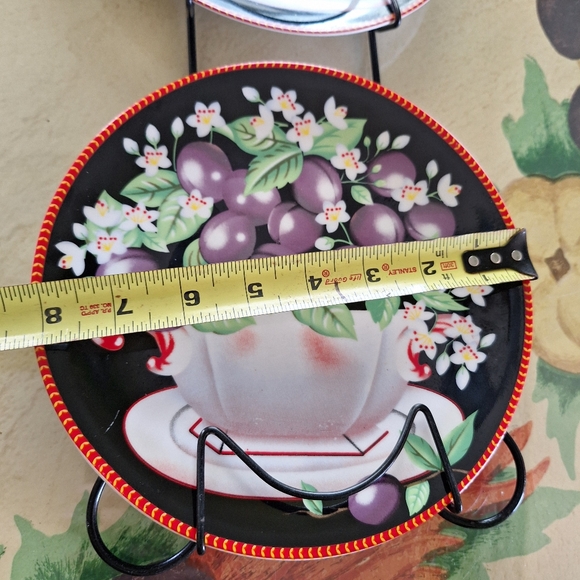 Decorative Fruit Plate Set - Black with Multicolor Design - Picture 6 of 11